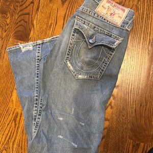 True Religion Distressed Light Blue Denim Jeans